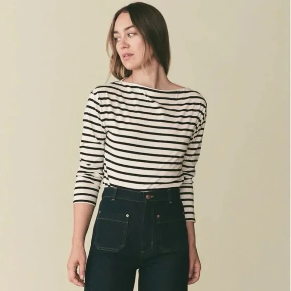 DOEN Irene tee in Black Newport Stripe - S - Picture 1 of 5